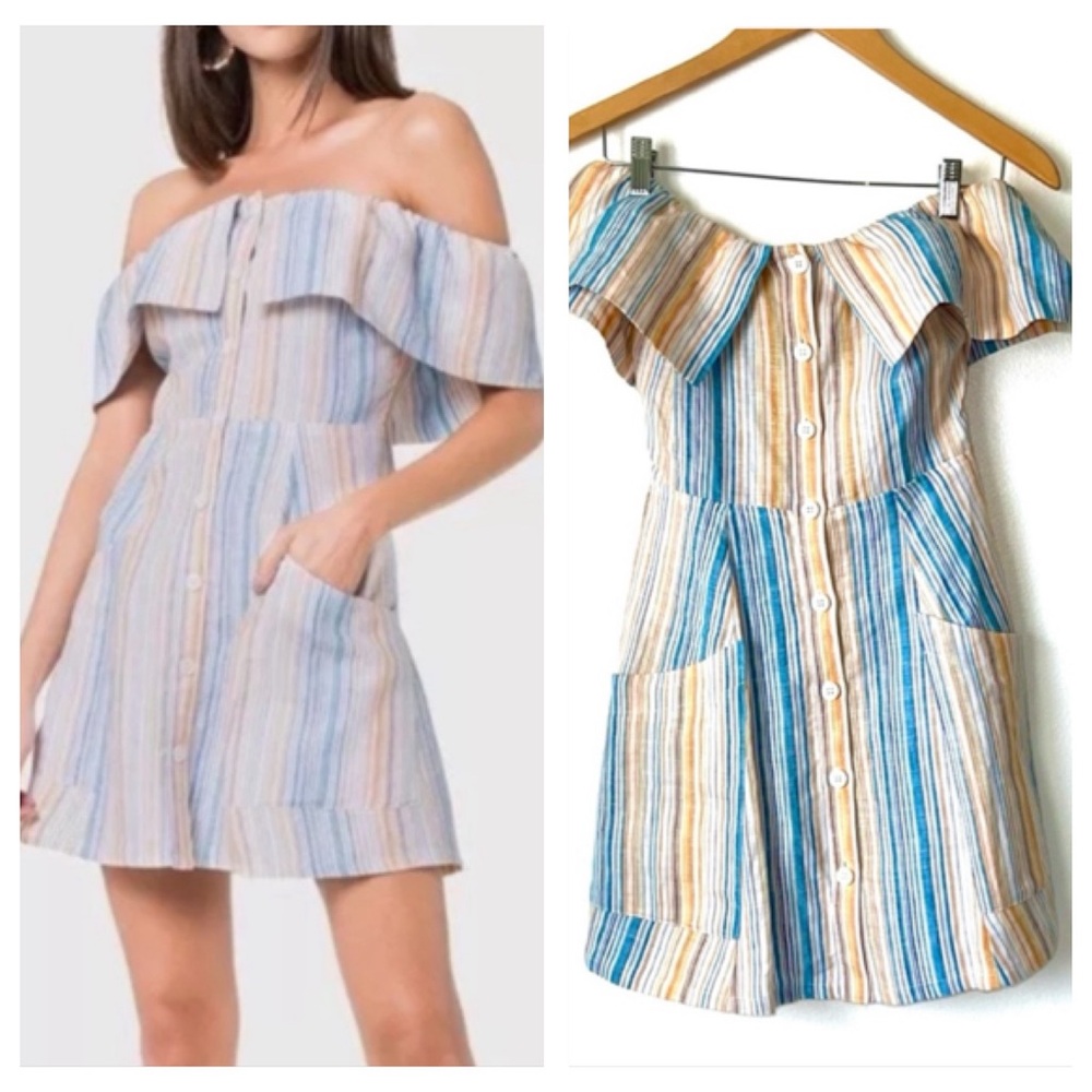 REFORMATION Landy Off The Shoulder Linen Dress NWOT